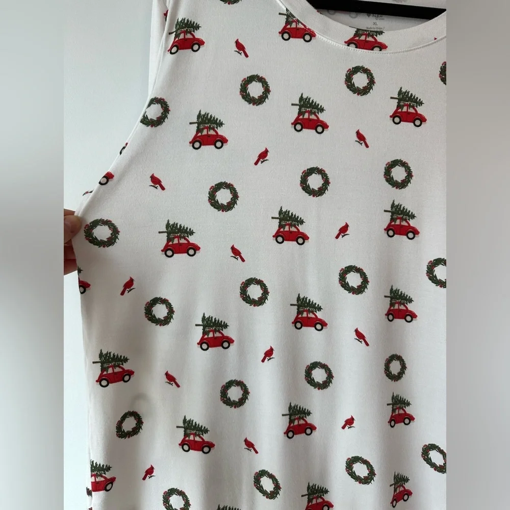 Kyte Women’s Christmas’s Holiday Wreath Long Sleeve Bamboo Pajama Top (Size XL)